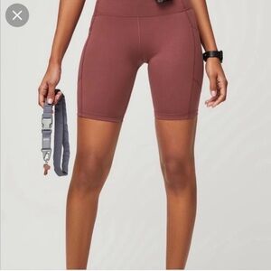 FIGS High-Rise Bike Shorts in Dusty Mauve